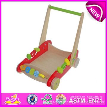 O mais novo estilo de madeira reboque brinquedos para crianças, brinquedos de reboque de brinquedo de madeira para crianças, brinquedos de madeira de reboque Walker empurrar carrinho W16e013